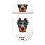 Dobermann With Glasses Print Toilet Lid And Tank Cover Set