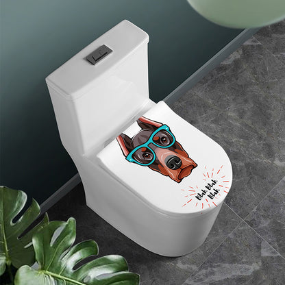 Dobermann With Glasses Print Toilet Lid Cover