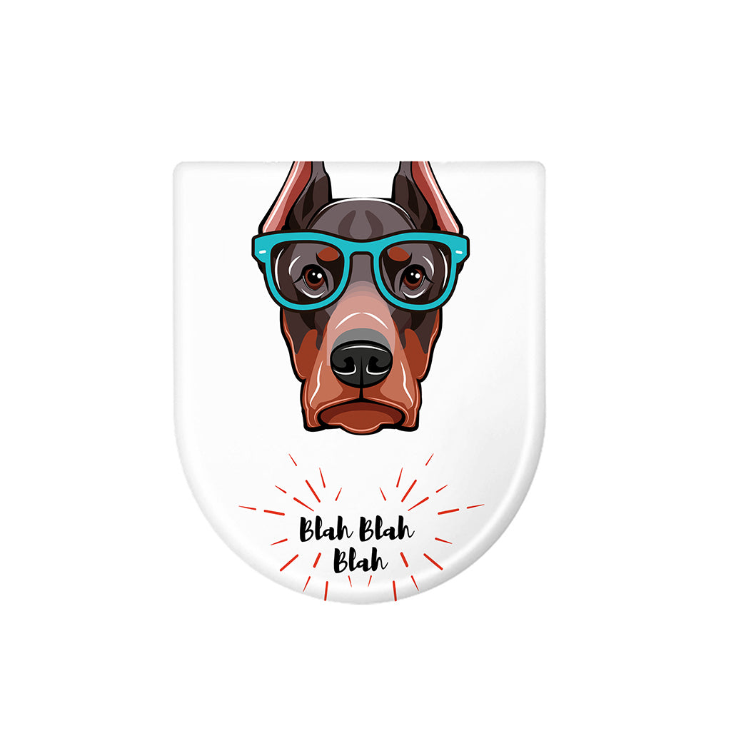 Dobermann With Glasses Print Toilet Lid Cover