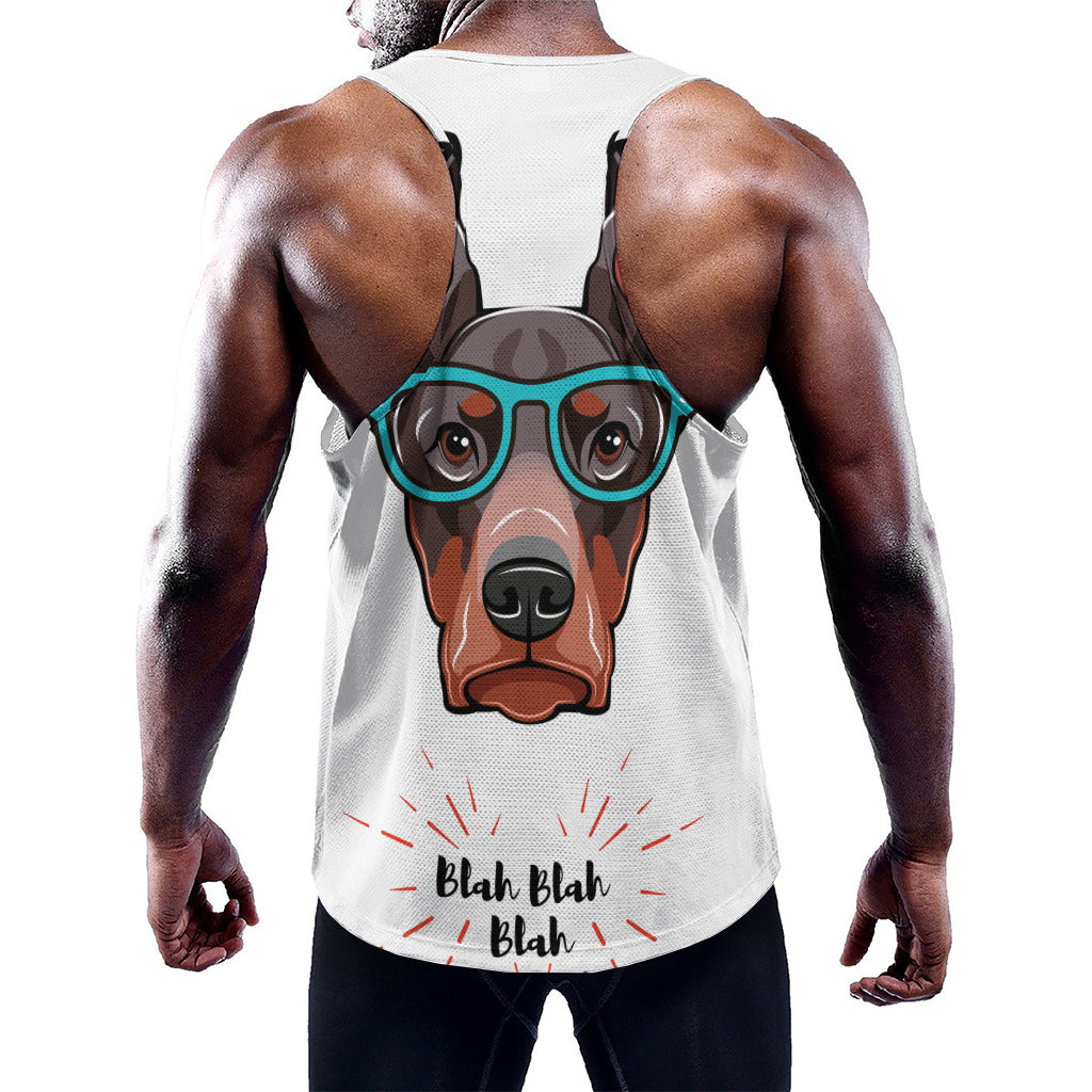 Dobermann With Glasses Print Training Tank Top