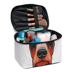 Dobermann With Glasses Print Travel Makeup Bag