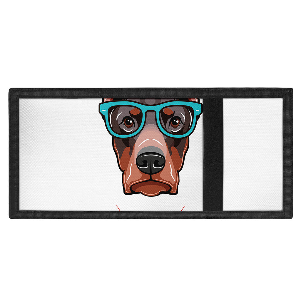Dobermann With Glasses Print Trifold Wallet