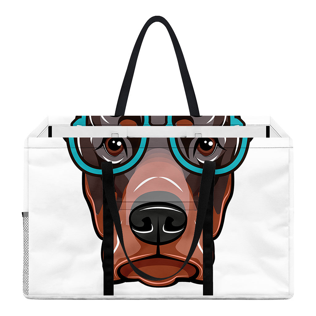 Dobermann With Glasses Print Utility Tote Bag