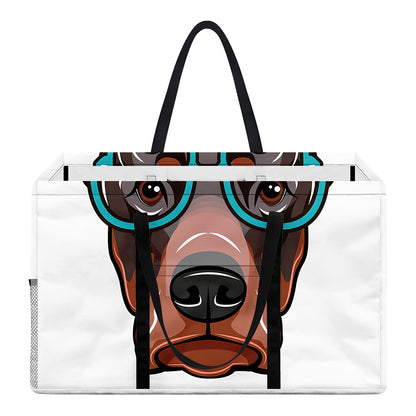 Dobermann With Glasses Print Utility Tote Bag