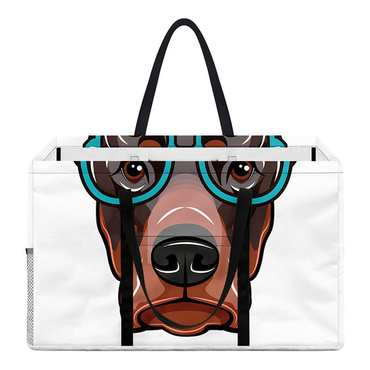 Dobermann With Glasses Print Utility Tote Bag