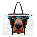 Dobermann With Glasses Print Utility Tote Bag