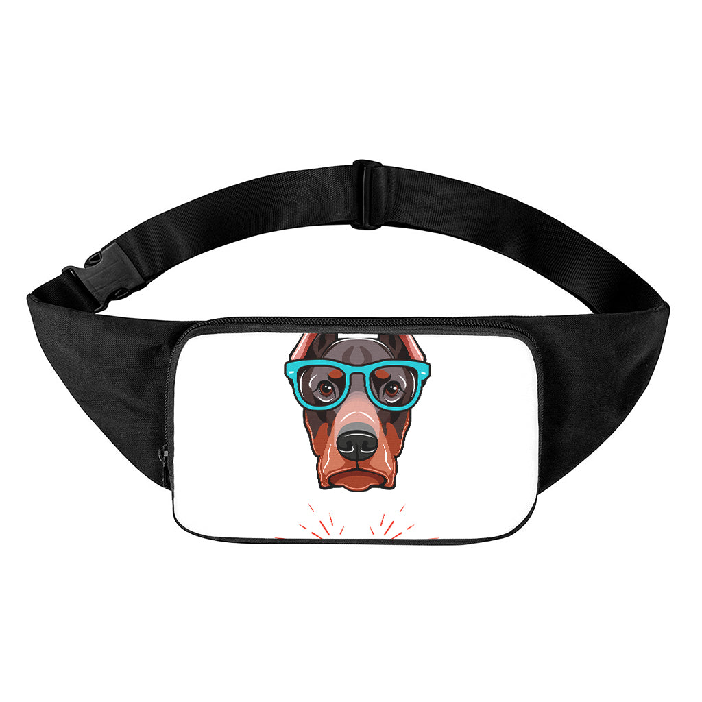 Dobermann With Glasses Print Waist Bag