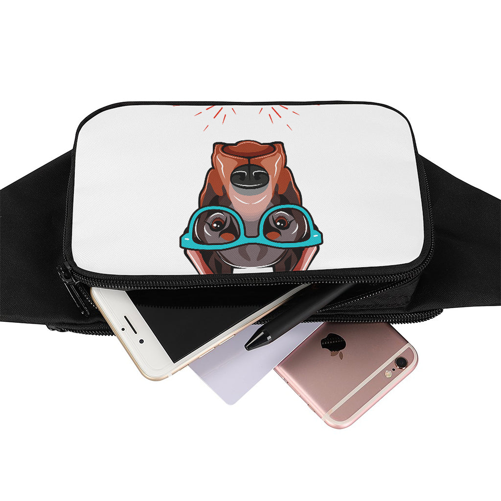 Dobermann With Glasses Print Waist Bag