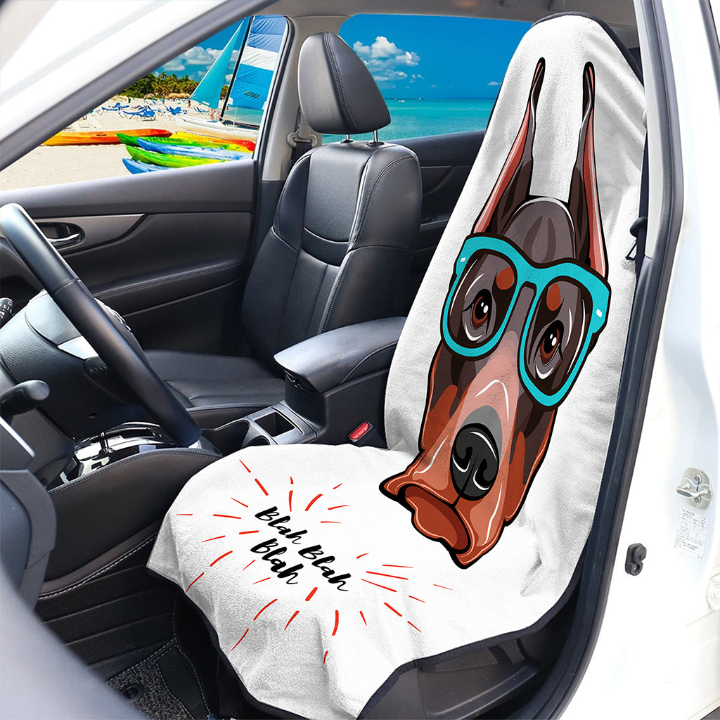 Dobermann With Glasses Print Waterproof Car Seat Cover
