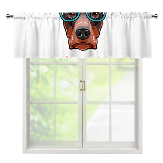 Dobermann With Glasses Print Window Valance