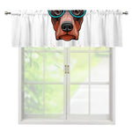 Dobermann With Glasses Print Window Valance