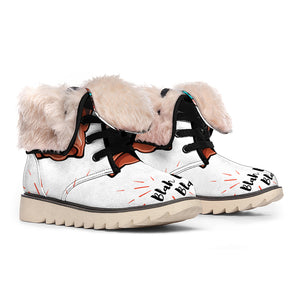 Dobermann With Glasses Print Winter Boots