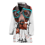 Dobermann With Glasses Print Women's Bathrobe