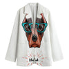 Dobermann With Glasses Print Women's Blazer