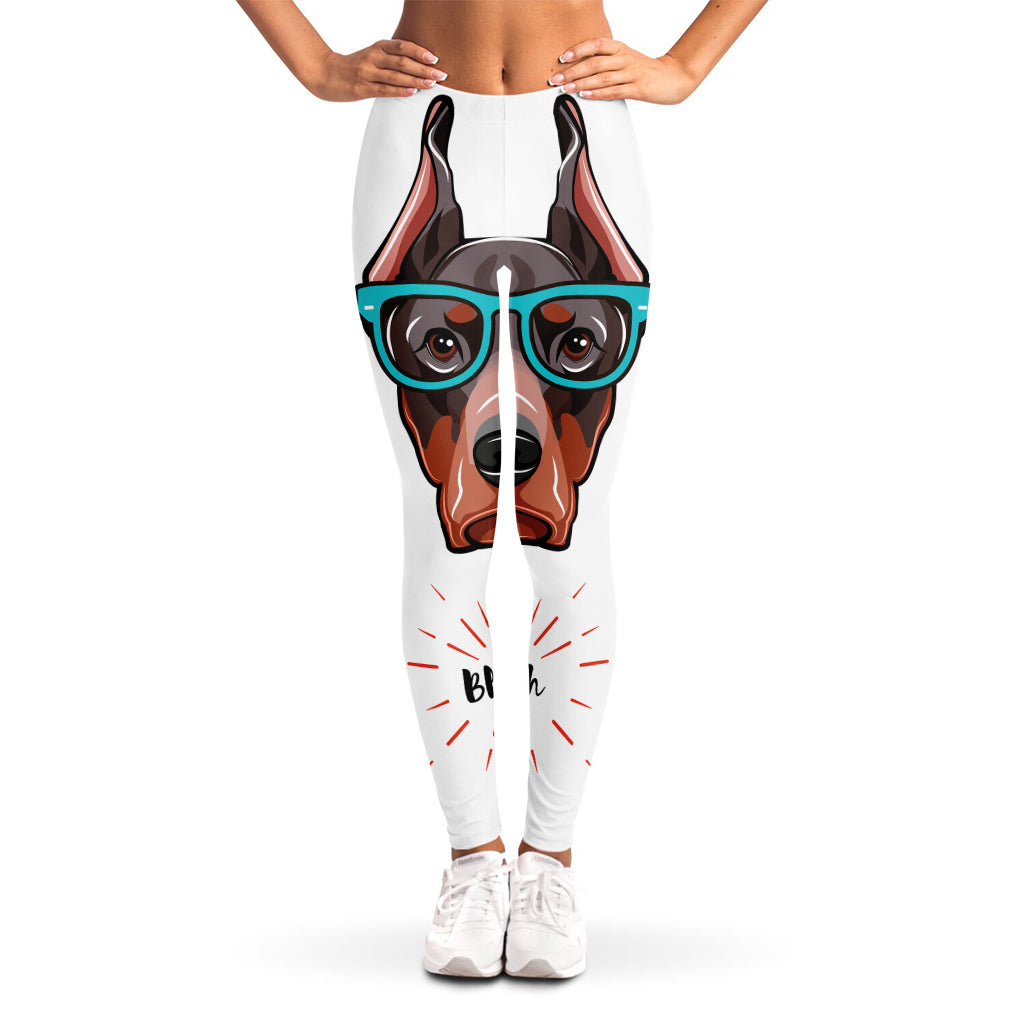 Dobermann With Glasses Print Women's Leggings