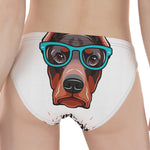 Dobermann With Glasses Print Women's Panties