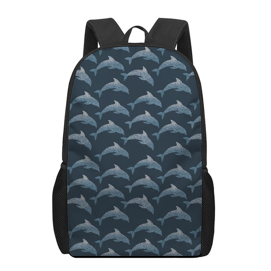 Dolphin Dot Pattern Print 17 Inch Backpack