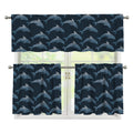 Dolphin Dot Pattern Print 3 Piece Kitchen Curtains