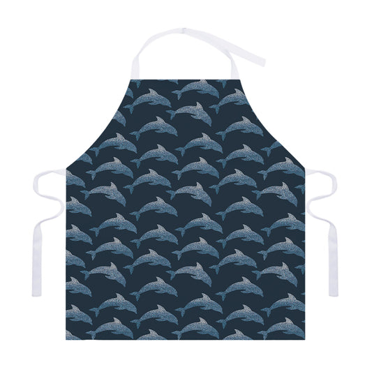 Dolphin Dot Pattern Print Adjustable Apron