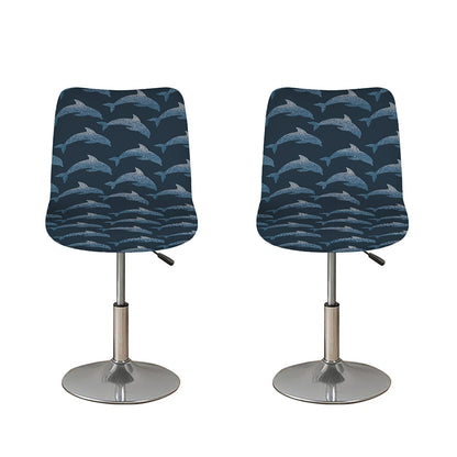 Dolphin Dot Pattern Print Bar Stool Covers