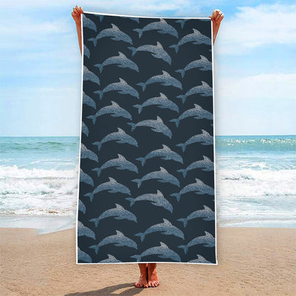 Dolphin Dot Pattern Print Beach Towel