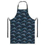 Dolphin Dot Pattern Print Bib Apron With Pocket