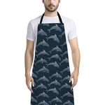 Dolphin Dot Pattern Print Bib Apron With Pocket