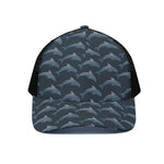 Dolphin Dot Pattern Print Black Mesh Trucker Cap
