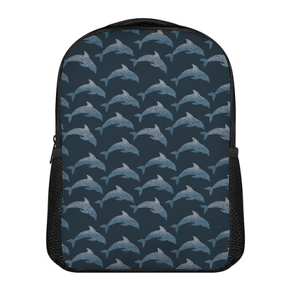 Dolphin Dot Pattern Print Casual Backpack