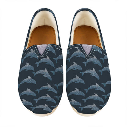 Dolphin Dot Pattern Print Casual Shoes