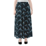 Dolphin Dot Pattern Print Chiffon Maxi Skirt