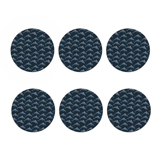 Dolphin Dot Pattern Print Coaster Set