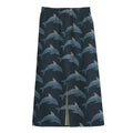 Dolphin Dot Pattern Print Cotton Front Slit Maxi Skirt