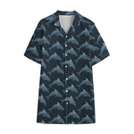 Dolphin Dot Pattern Print Cotton Hawaiian Shirt
