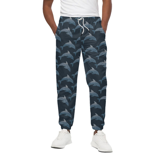Dolphin Dot Pattern Print Cotton Pants