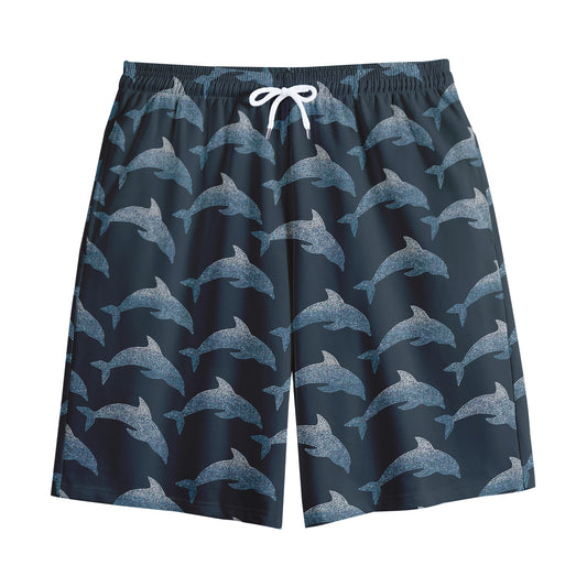 Dolphin Dot Pattern Print Cotton Shorts