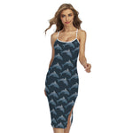 Dolphin Dot Pattern Print Cross Back Cami Dress
