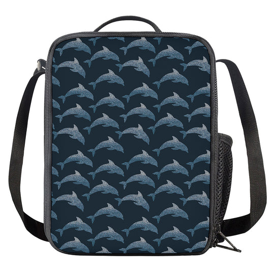 Dolphin Dot Pattern Print Crossbody Lunch Bag