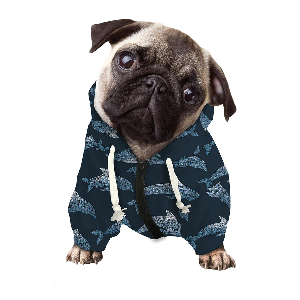 Dolphin Dot Pattern Print Dog Zip Up Hoodie