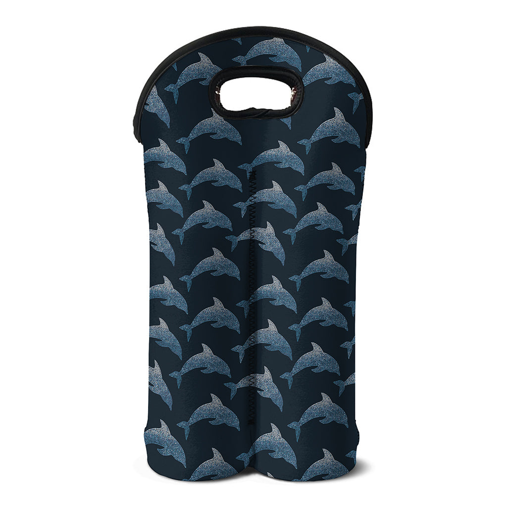 Dolphin Dot Pattern Print Double Neoprene Wine Tote