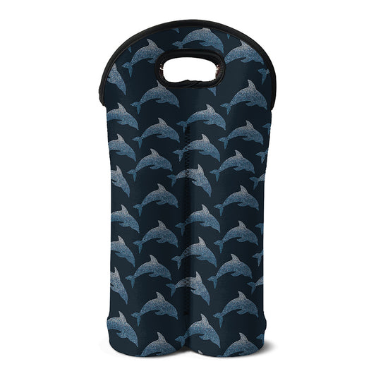 Dolphin Dot Pattern Print Double Neoprene Wine Tote