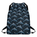 Dolphin Dot Pattern Print Drawstring Backpack