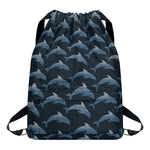 Dolphin Dot Pattern Print Drawstring Backpack