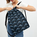 Dolphin Dot Pattern Print Drawstring Backpack
