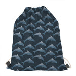 Dolphin Dot Pattern Print Drawstring Bag