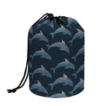 Dolphin Dot Pattern Print Drawstring Makeup Bag