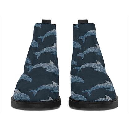 Dolphin Dot Pattern Print Flat Ankle Boots