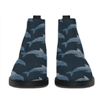 Dolphin Dot Pattern Print Flat Ankle Boots
