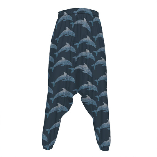 Dolphin Dot Pattern Print Hammer Pants