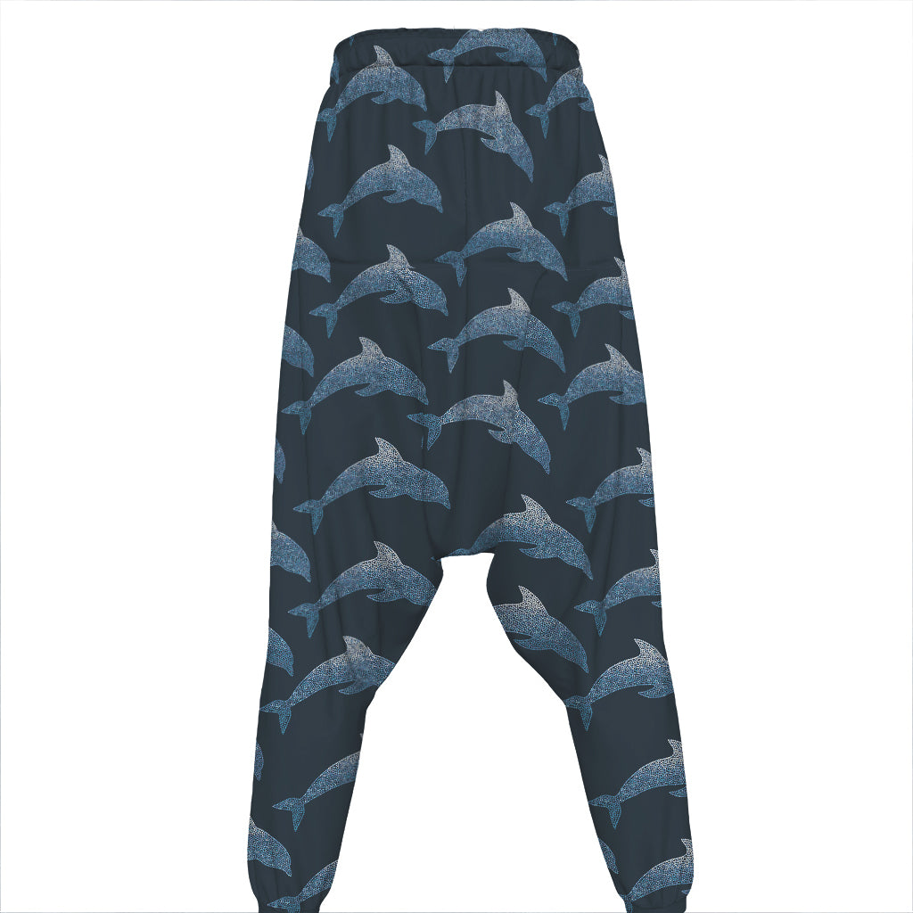 Dolphin Dot Pattern Print Hammer Pants